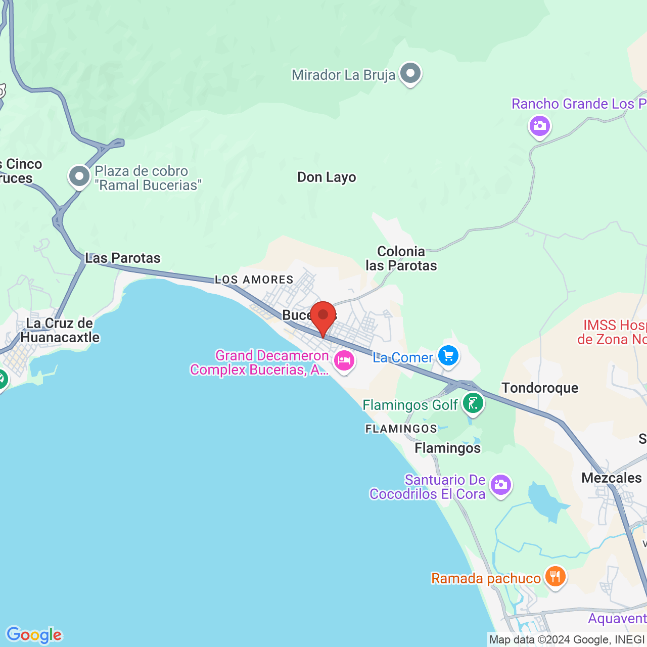 Google map image of our location in 280 Av. Héroes de Nacozari 280 Av. Héroes de Nacozari Bucerías, NAYARIT